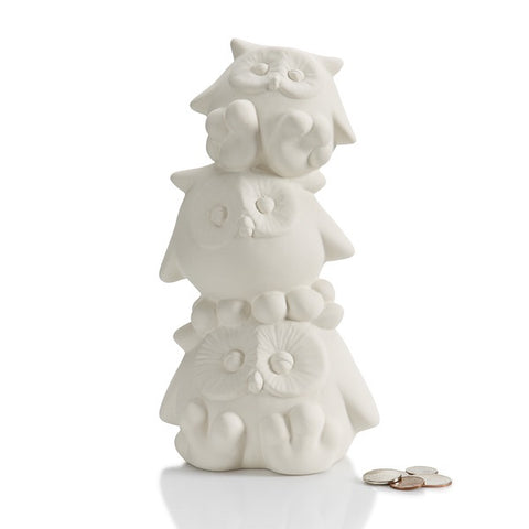 Stack of Owls Bank w/Stopper
