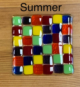 Coasters-Fused Glass-Clear Base Set of 4